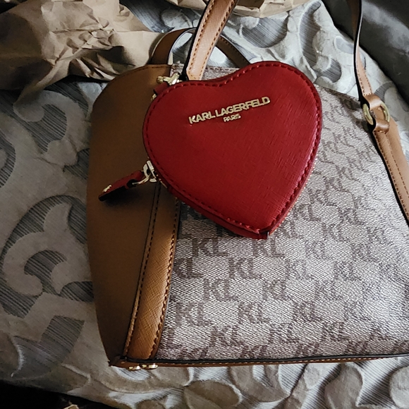 Karl Lagerfeld Brown and Tan Monogram Satchel - Picture 10 of 16